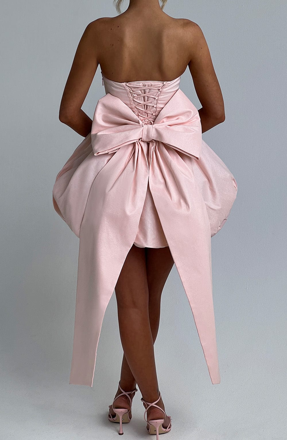 Zoe strapless bubble hem mini dress - back view
